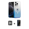 MARSİLYAN™- iPhone 15 Pro Max Kılıf Eksen Minimal Özel Seri - Siyah 3D Antistatik Hayalet Cam Ekran Koruyucu + PVD Metal Kamera Lens - GI