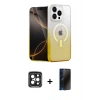 MARSİLYAN™- iPhone 15 Pro Max Kılıf Eksen Minimal Özel Seri - Siyah 3D Antistatik Hayalet Cam Ekran Koruyucu + Siyah PVD Metal Kamera Lens
