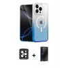 MARSİLYAN™- iPhone 15 Pro Max Kılıf Eksen Minimal Özel Seri - Siyah 3D Antistatik Hayalet Cam Ekran Koruyucu + Siyah PVD Metal Kamera Lens