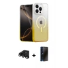 MARSİLYAN™- iPhone 15 Pro Max Kılıf Eksen Minimal Özel Seri - Siyah 3D Antistatik Hayalet Cam Ekran Koruyucu + Raze Metal Kamera Lens - SH