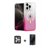 MARSİLYAN™- iPhone 15 Pro Max Kılıf Eksen Minimal Özel Seri - Siyah 3D Antistatik Hayalet Cam Ekran Koruyucu + PVD Metal Kamera Lens - GI