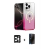 MARSİLYAN™- iPhone 15 Pro Max Kılıf Eksen Minimal Özel Seri - Siyah 3D Antistatik Hayalet Cam Ekran Koruyucu + Siyah PVD Metal Kamera Lens