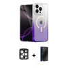 MARSİLYAN™- iPhone 15 Pro Max Kılıf Eksen Minimal Özel Seri - Siyah 3D Antistatik Hayalet Cam Ekran Koruyucu + PVD Metal Kamera Lens - LT