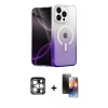 MARSİLYAN™- iPhone 15 Pro Max Kılıf Eksen Minimal Özel Seri - Siyah 3D Antistatik Mat Seramik Nano Ekran Koruyucu + PVD Metal Kamera Lens - GS