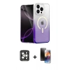 MARSİLYAN™- iPhone 15 Pro Max Kılıf Eksen Minimal Özel Seri - Siyah 3D Antistatik Mat Seramik Nano Ekran Koruyucu + PVD Metal Kamera Lens - GI