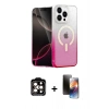 MARSİLYAN™- iPhone 15 Pro Max Kılıf Eksen Minimal Özel Seri - Siyah 3D Antistatik Mat Seramik Nano Ekran Koruyucu + PVD Metal Kamera Lens - TU