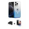 MARSİLYAN™- iPhone 15 Pro Max Kılıf Eksen Minimal Özel Seri - Siyah 3D Antistatik Mat Seramik Nano Ekran Koruyucu + Lacivert Raze Metal Kamera Lens