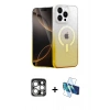 MARSİLYAN™- iPhone 15 Pro Max Kılıf Eksen Minimal Özel Seri - Siyah 3D Antistatik Seramik Nano Ekran Koruyucu + PVD Metal Kamera Lens - GS