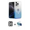 MARSİLYAN™- iPhone 15 Pro Max Kılıf Eksen Minimal Özel Seri - Siyah 3D Antistatik Seramik Nano Ekran Koruyucu + Lacivert PVD Metal Kamera Lens