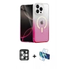 MARSİLYAN™- iPhone 15 Pro Max Kılıf Eksen Minimal Özel Seri - Siyah 3D Antistatik Seramik Nano Ekran Koruyucu + Lacivert PVD Metal Kamera Lens