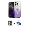 MARSİLYAN™- iPhone 15 Pro Max Kılıf Eksen Minimal Özel Seri - Siyah 3D Antistatik Seramik Nano Ekran Koruyucu + Lacivert PVD Metal Kamera Lens