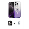 MARSİLYAN™- iPhone 15 Pro Max Kılıf Eksen Minimal Özel Seri - Siyah Bilvis 0.18mm Plus Cam Ekran Koruyucu + Turuncu PVD Metal Kamera Lens