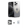 MARSİLYAN™- iPhone 15 Pro Max Kılıf Eksen Minimal Özel Seri - Siyah Bilvis 0.18mm Plus Cam Ekran Koruyucu + PVD Metal Kamera Lens - GS