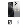 MARSİLYAN™- iPhone 15 Pro Max Kılıf Eksen Minimal Özel Seri - Siyah Bilvis 0.18mm Plus Cam Ekran Koruyucu + PVD Metal Kamera Lens - GI