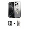 MARSİLYAN™- iPhone 15 Pro Max Kılıf Eksen Minimal Özel Seri - Siyah Bilvis 3D Cam Ekran Koruyucu + PVD Metal Kamera Lens - GS
