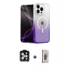 MARSİLYAN™- iPhone 15 Pro Max Kılıf Eksen Minimal Özel Seri - Siyah Bilvis 3D Cam Ekran Koruyucu + PVD Metal Kamera Lens - TU