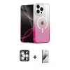 MARSİLYAN™- iPhone 15 Pro Max Kılıf Eksen Minimal Özel Seri - Siyah Bilvis 3D Mat Cam Ekran Koruyucu + PVD Metal Kamera Lens - GS
