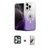 MARSİLYAN™- iPhone 15 Pro Max Kılıf Eksen Minimal Özel Seri - Siyah Bilvis 3D Mat Cam Ekran Koruyucu + PVD Metal Kamera Lens - LT