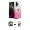 MARSİLYAN™- iPhone 15 Pro Max Kılıf Eksen Minimal Özel Seri - Siyah Bilvis 3D Mat Cam Ekran Koruyucu + PVD Metal Kamera Lens - GI