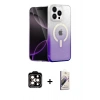 MARSİLYAN™- iPhone 15 Pro Max Kılıf Eksen Minimal Özel Seri - Siyah Bilvis 3D Mat Cam Ekran Koruyucu + PVD Metal Kamera Lens - TU