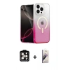 MARSİLYAN™- iPhone 15 Pro Max Kılıf Eksen Minimal Özel Seri - Siyah Bilvis 3D Mat Cam Ekran Koruyucu + PVD Metal Kamera Lens - TU