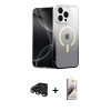 MARSİLYAN™- iPhone 15 Pro Max Kılıf Eksen Minimal Özel Seri - Siyah Bilvis 3D Mat Cam Ekran Koruyucu + Raze Metal Kamera Lens - TMGI