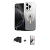 MARSİLYAN™- iPhone 15 Pro Max Kılıf Eksen Minimal Özel Seri - Siyah Bilvis 3D Mat Cam Ekran Koruyucu + Raze Metal Kamera Lens - LT