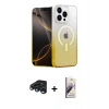 MARSİLYAN™- iPhone 15 Pro Max Kılıf Eksen Minimal Özel Seri - Siyah Bilvis 3D Mat Cam Ekran Koruyucu + Raze Metal Kamera Lens - LT