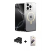 MARSİLYAN™- iPhone 15 Pro Max Kılıf Eksen Minimal Özel Seri - Siyah Bilvis 3D Mat Cam Ekran Koruyucu + Raze Metal Kamera Lens - GS
