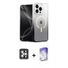 MARSİLYAN™- iPhone 15 Pro Max Kılıf Eksen Minimal Özel Seri - Siyah Bilvis 5in1 3D Magic Cam Ekran Koruyucu + PVD Metal Kamera Lens - GI
