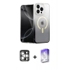 MARSİLYAN™- iPhone 15 Pro Max Kılıf Eksen Minimal Özel Seri - Siyah Bilvis 5in1 3D Magic Cam Ekran Koruyucu + Gümüş PVD Metal Kamera Lens