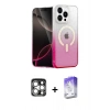 MARSİLYAN™- iPhone 15 Pro Max Kılıf Eksen Minimal Özel Seri - Siyah Bilvis 5in1 3D Magic Cam Ekran Koruyucu + Gümüş PVD Metal Kamera Lens