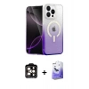 MARSİLYAN™- iPhone 15 Pro Max Kılıf Eksen Minimal Özel Seri - Siyah Bilvis 5in1 5D Magic Hayalet Cam Ekran Koruyucu + PVD Metal Kamera Lens - TU