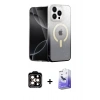 MARSİLYAN™- iPhone 15 Pro Max Kılıf Eksen Minimal Özel Seri - Siyah Bilvis 5in1 5D Magic Hayalet Cam Ekran Koruyucu + PVD Metal Kamera Lens - TU
