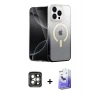 MARSİLYAN™- iPhone 15 Pro Max Kılıf Eksen Minimal Özel Seri - Siyah Bilvis 5in1 5D Magic Hayalet Cam Ekran Koruyucu + PVD Metal Kamera Lens - GI