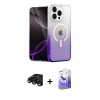 MARSİLYAN™- iPhone 15 Pro Max Kılıf Eksen Minimal Özel Seri - Siyah Bilvis 5in1 5D Magic Hayalet Cam Ekran Koruyucu + Siyah Raze Metal Kamera Lens