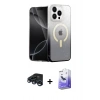 MARSİLYAN™- iPhone 15 Pro Max Kılıf Eksen Minimal Özel Seri - Siyah Bilvis 5in1 5D Magic Hayalet Cam Ekran Koruyucu + Raze Metal Kamera Lens - LT