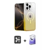 MARSİLYAN™- iPhone 15 Pro Max Kılıf Eksen Minimal Özel Seri - Siyah Bilvis 5in1 5D Magic Hayalet Cam Ekran Koruyucu + PVD Metal Kamera Lens - GI