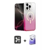 MARSİLYAN™- iPhone 15 Pro Max Kılıf Eksen Minimal Özel Seri - Siyah Bilvis 5in1 5D Magic Hayalet Cam Ekran Koruyucu + PVD Metal Kamera Lens - GI