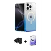 MARSİLYAN™- iPhone 15 Pro Max Kılıf Eksen Minimal Özel Seri - Siyah Bilvis 5in1 5D Magic Hayalet Cam Ekran Koruyucu + Siyah Raze Metal Kamera Lens