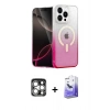 MARSİLYAN™- iPhone 15 Pro Max Kılıf Eksen Minimal Özel Seri - Siyah Bilvis 5in1 5D Magic Hayalet Cam Ekran Koruyucu + PVD Metal Kamera Lens - GS