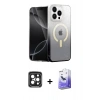 MARSİLYAN™- iPhone 15 Pro Max Kılıf Eksen Minimal Özel Seri - Siyah Bilvis 5in1 5D Magic Hayalet Cam Ekran Koruyucu + PVD Metal Kamera Lens - SH