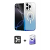 MARSİLYAN™- iPhone 15 Pro Max Kılıf Eksen Minimal Özel Seri - Siyah Bilvis 5in1 5D Magic Hayalet Cam Ekran Koruyucu + PVD Metal Kamera Lens - GI