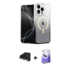 MARSİLYAN™- iPhone 15 Pro Max Kılıf Eksen Minimal Özel Seri - Siyah Bilvis 5in1 5D Magic Hayalet Cam Ekran Koruyucu + Siyah Raze Metal Kamera Lens