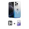 MARSİLYAN™- iPhone 15 Pro Max Kılıf Eksen Minimal Özel Seri - Siyah Bilvis 5in1 5D Magic Hayalet Cam Ekran Koruyucu + PVD Metal Kamera Lens - GS
