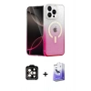 MARSİLYAN™- iPhone 15 Pro Max Kılıf Eksen Minimal Özel Seri - Siyah Bilvis 5in1 5D Magic Hayalet Cam Ekran Koruyucu + PVD Metal Kamera Lens - TU