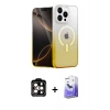 MARSİLYAN™- iPhone 15 Pro Max Kılıf Eksen Minimal Özel Seri - Siyah Bilvis 5in1 5D Magic Hayalet Cam Ekran Koruyucu + PVD Metal Kamera Lens - TU