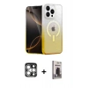 MARSİLYAN™- iPhone 15 Pro Max Kılıf Eksen Minimal Özel Seri - Siyah Bilvis Hayalet Cam Ekran Koruyucu + PVD Metal Kamera Lens - GS