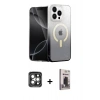 MARSİLYAN™- iPhone 15 Pro Max Kılıf Eksen Minimal Özel Seri - Siyah Bilvis Hayalet Cam Ekran Koruyucu + PVD Metal Kamera Lens - GI