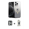 MARSİLYAN™- iPhone 15 Pro Max Kılıf Eksen Minimal Özel Seri - Siyah Bilvis Hayalet Cam Ekran Koruyucu + PVD Metal Kamera Lens - LT
